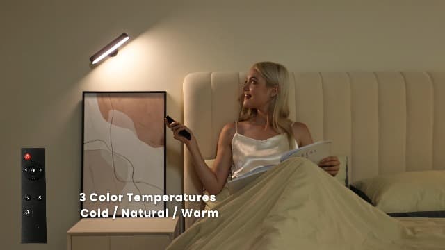Rechargeable Wall Sconces LED Wall Lights with 7500mAh Battery Lamp for Bedroom, Touch and Remote Control, 3 Colors Wall Light 360° Rotate Dimmable Brightness with 15 RGB Colors