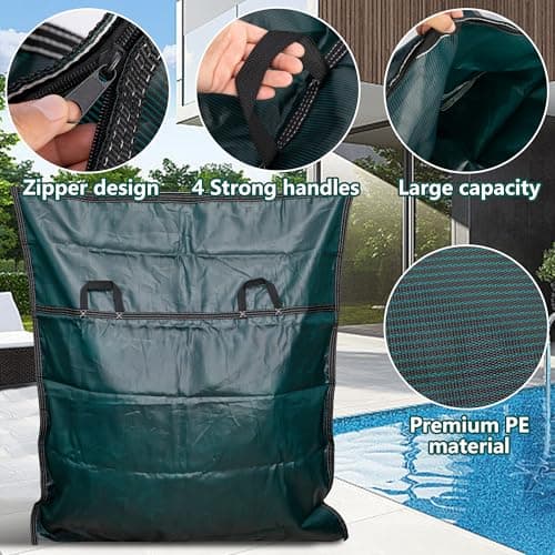 Adnee Pool Safety Cover Stowaway Bag with 4 Carry Handles,48x57 Inch Waterproof Pool Cover Storage Bag, Pool Cover Stowaway Bags for Pool Covers Packing