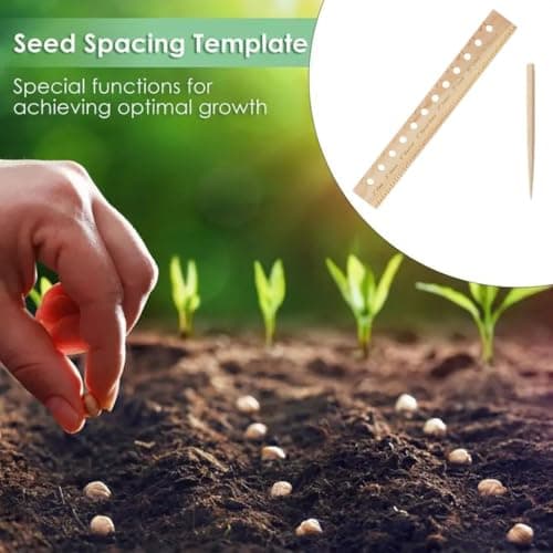 Multi-Functional Planting Square Ruler with Holes and Plant Dibber,Garden Seeding Template,Seed Planter Wood Tool for Precise Spacing (1)