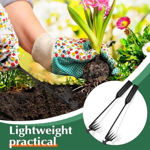 fugit Weed Puller Tool Garden Weed Pulling Tool– 15.7” Portable Garden Weeder, 4 Teeth Manganese Steel Forged Hand Tool for Uprooting Weeds, Ideal for Gardening (1PCS)