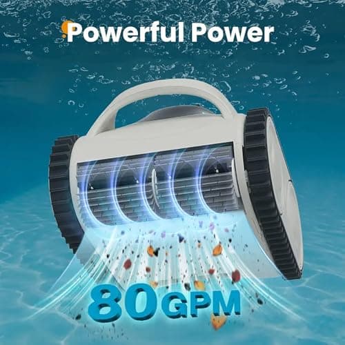 Multifunctional Pool Robot for Inground Pools Wall Floor Waterline Cleaning, 65-140W Powerful Suction Last 150 Mins, Built-in 7800 mAh Battery, 2h Fast Charge, Pool Cleaner Vacuum up to3500 sq.ft