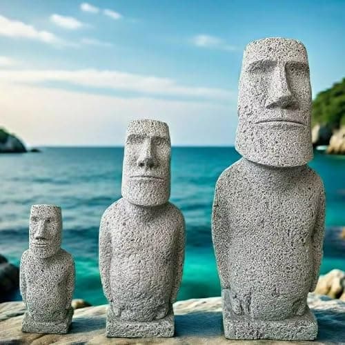 Easter Island Moai Statue - Stone Moai Figurine Decor for Home & Outdoor Garden - 3 (Large Size)