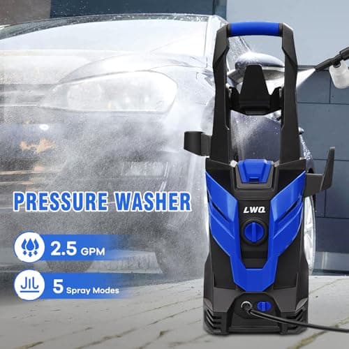 Electric Pressure Washer, 2.5 GPM Power Washer with 4 Quick Connect Nozzles, High Pressure Cleaning Machine with Foam Cannon for Cars/Fences/Driveways/Patios/Home Cleaning