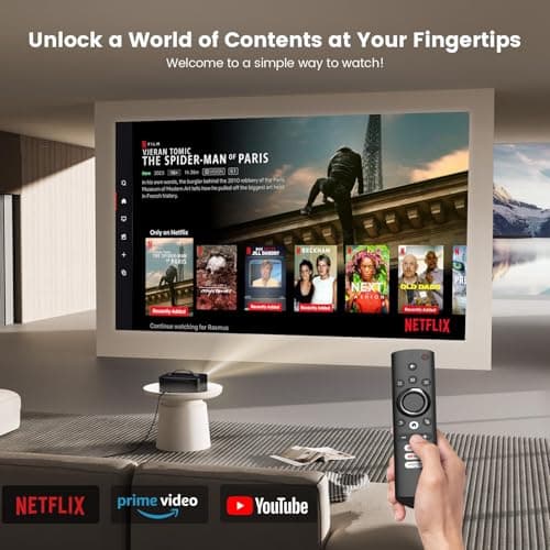 [Netflix-Licensed/1200 ANSI]Outdoor-Projector-4K with Wifi6 and Bluetooth, Smart TV OS & DoIby Audio, Portable Projector with Netflix/YouTube/PrimeVideo, ONOAYO 1080P Movie Proyector with 300''Display