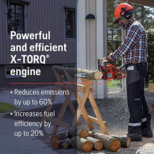 Husqvarna 120 Mark III Gas Chainsaw, 38-cc, 2-Cycle X-Torq Engine, 14 Inch Chainsaw with Automatic Oiler, For Wood Cutting and Tree Pruning, 970739614