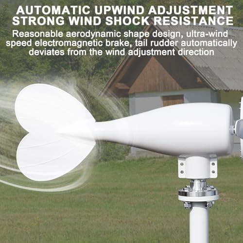 800W Wind Turbine Generator Kit, 6-Blade 12V/24V Wind Energy System, Durable Electromagnetic Power Generator for Home, RV, and Off-Grid Use White