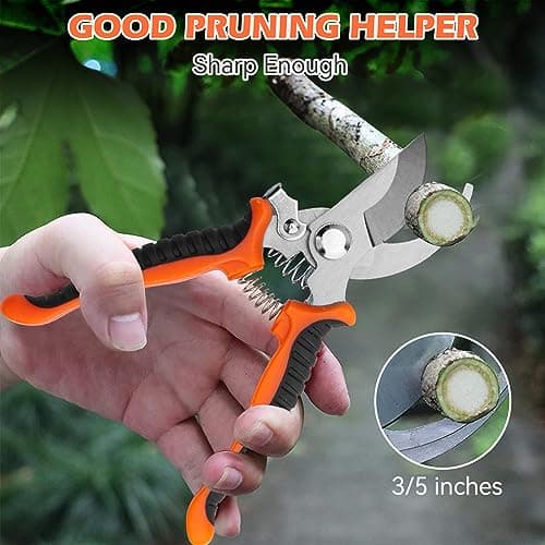 Garden Tools Set, Updated 3 PCS Heavy Duty Gardening Kit - Hand Shovel/Trowel, Manual Weeder and Sharp Bypass Pruning Shears/Scissors/Clippers with Bigger Ergonomic Handle, Ideal Gift