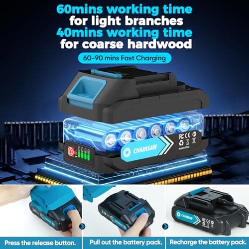 6 Inch Mini Chainsaw Cordless, Portable Electric Chainsaw, for Wood Cutting, Tree Trimming, Courtyard, Household, and Garden