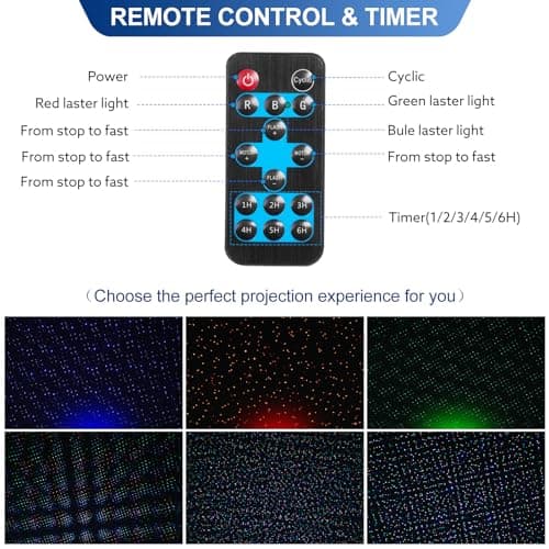 Outdoor RGB Laser Projector Lights, Moving 3 Color Starry Sky & Firefly Effects Projection Light with RF Control, IP65 Outdoor Holiday Landscape Decor for Christmas Halloween Parties Garden New Year