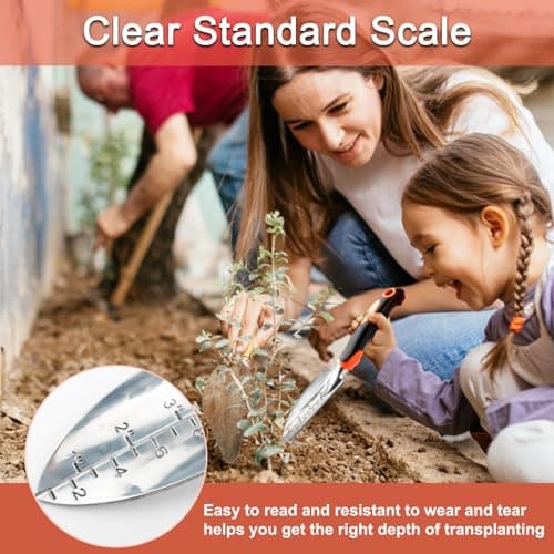 Garden Shovel Trowel Garden Tool with Measurement Mark, Heavy Duty Gardening Shovel Hand Tools Garden Spade with Ergonomic Handle, Small Garden Tools for Gardening Planting Digging Transplanting