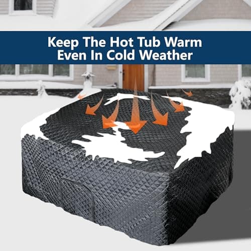 Tlswshsy 72''x27'' Square Insulated Inflatable Hot Tub Thermal Cover, Energy Efficient Hot Tub Cover with Zipper Door, Inflatable Hot Tub Full Coverage for Keeping Warm Extra Insulation and Dustproof