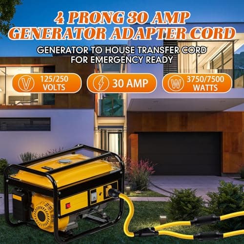 Kanayu 4 Prong 30 Amp Generator Splitter Y Adapter Cord Compatible with NEMA L14-30P to 2X L14-30R, Generator Locking Power Adapter Cord for Manual Transfer Switch, Outages SJTW 10 AWG/4 C, 2.5 FT