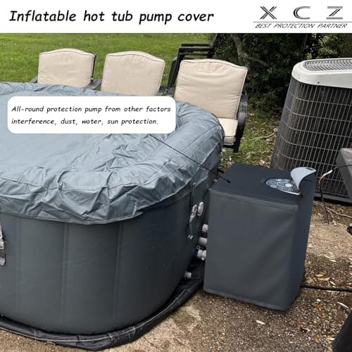 XCZ Hot Tub Pump Cover with PVC Transparent top, Insulated with Polar Fleeced Fabric, Spa Pump Winter Cover, Suitable for Inflatable hot tub Heater, Black, Cover only,