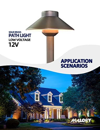 MALORY Low Voltage Pathway Lights Brass 4-Pack,(22.9''H) 12V Landscape Path Lighting, Outdoor Garden Lights with 2W 2700K LED G4 Bulb for Walkway Driveway Patio Yard & Lawn(P01)