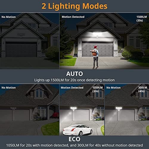 LEPOWER Battery Powered LED Flood Light Outdoor,1500LM Motion Sensor Security Lights, IP65 Waterproof,Wireless Flood Light Battery Operated,3 Head Motion Detector Light for Garage,Yard,Porch(White)
