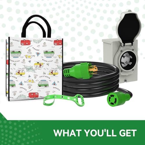 30 Amp Generator Cord 25FT and Power Inlet Box, Pre-Drilled 30 Amp Generator Inlet Box with Cord, NEMA L14-30P to L14-30R Generator Cord Waterproof Combo Kit, ETL Listed