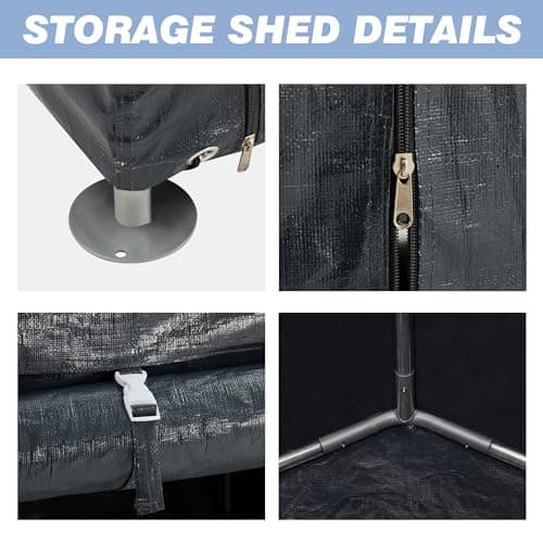MELLCOM 5 x 7FT Carport Storage Shed, Heavy Duty Outdoor Storage Shed with Rolled up Zipper Door, Carport Canopy for Motorcycles, Bikes and Outdoor Tools