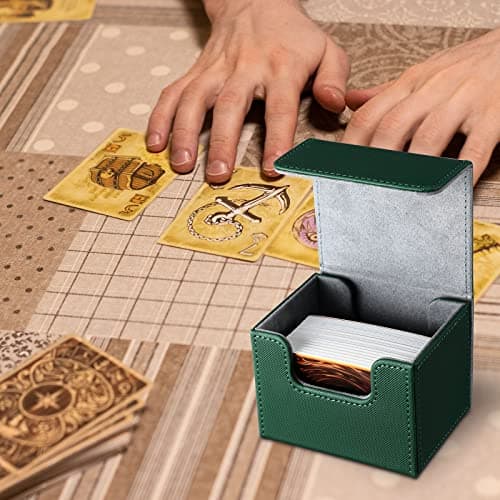 Weewooday 5 Pcs Leather Deck Card Boxes Large Size Deck Game Holder Storage Box Fit 100 Plus Sleeved Cards Compatible with MTG TCG, 5 Colors
