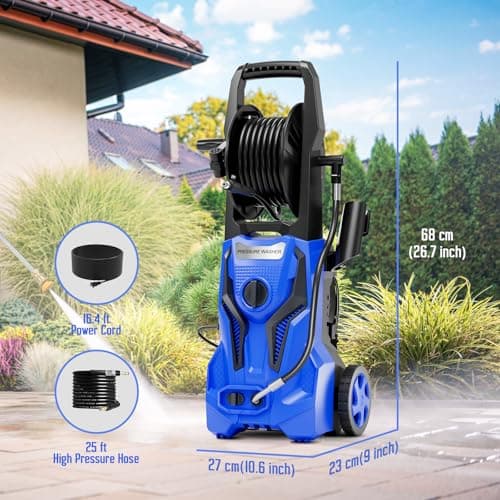 Electric Pressure Washer - 5000PSImax 3.2GPM ZHUOLIN Power Washer for Cars Washing with 25FT Pressure Hose, Blue