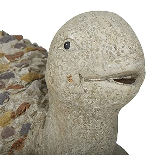 Deco 79 Polystone Turtle Decorative Garden Sculpture Indoor Outdoor Garden Statue with Stone Mosaic Design, Outdoor Sculpture 14" x 11" x 10", White
