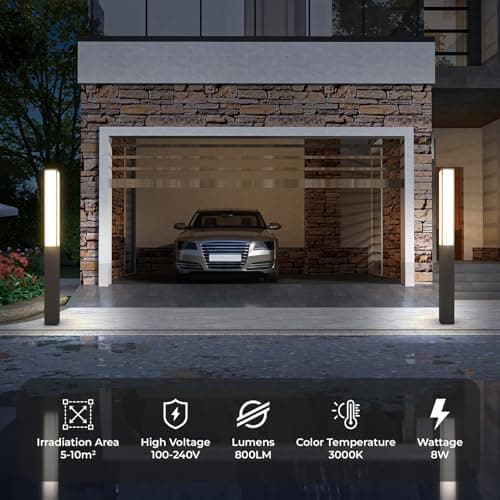 SkyGlow Outdoor Landscape Path Light, 71" Waterproof Aluminum LED Lighting, 8W 800LM Curb Appeal Lights, Modern Lawn Lights with for Garden, Pathway, Bollard, Patio, Courtyard, Driveway Decoration