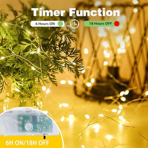 4-Pack Fairy Lights Battery Operated with Timer, Waterproof 16FT 50 LED String Lights Indoor Outdoor, Cuttable Starry Fairy Lights for Christmas Home Bedroom Wedding DIY Centerpiece Decor (Warm White)