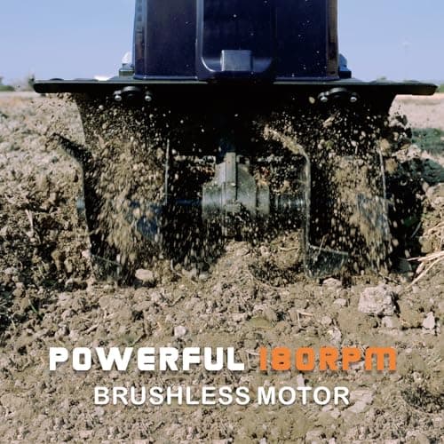 40V Cordless Tiller Cultivator,16 Huge SteelTines Garden Tiller,8.6 inch Wide BatteryPowered Garden Cultivator,(2 4AH Battery andCharger Included)