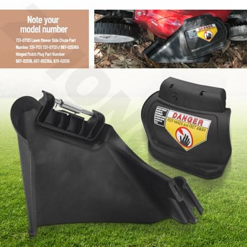 731-07131 Lawn Mower Side Discharge Chute & 987-02516A Hinge Mulch Plug Assy Compatible With MTD, Mu-rray, Cu-b Cad, Ya-rd Machines, Co-lumbia, Cr-aftsman, Hu-skee, T-roy Bilt Hand-Pushed Lawn Mower