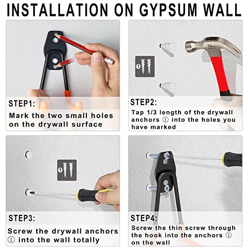 Heavy Duty Steel Hooks, 16 Pack with Anti-Slip Coating - Utility Wall Mount Garage Storage for Hanging Bike, Ladder and Garden Tools
