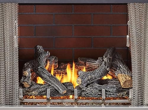Vintage Red Ceramic Fiber Brick Panel for 450 Series Outdoor Fireplace Insert - Model FLB450-VR, Realistic Hand-Painted Design