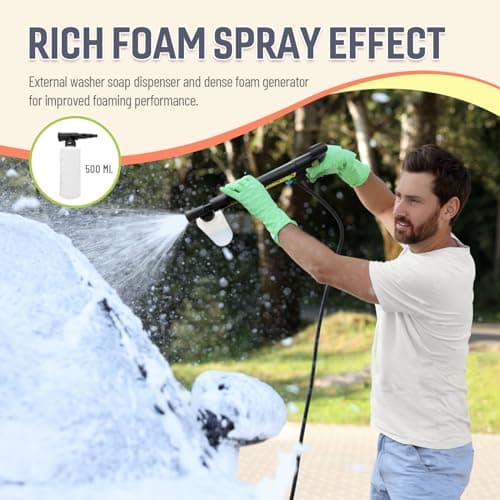 Electric Pressure Washer 4800PSI-Max 2.9GPM Power Washer with 25 Feet Hose,16.4 Feet Power Cord, Car Wash Machine Yellow Ideal Cleaning for Garden