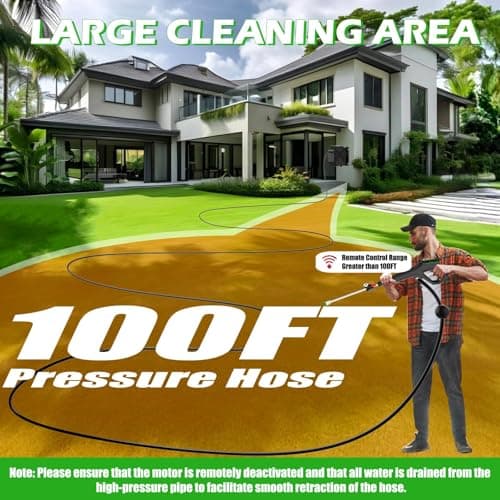 Wall Mounted Pressure Washer, 5200 PSI 3.6 GPM Electric Pressure Washer, Power Washer with 100FT Retractable Hose, GFCI Power Cord, Foam Cannon, 5-Nozzles for Car, Garage, Fence, Patio