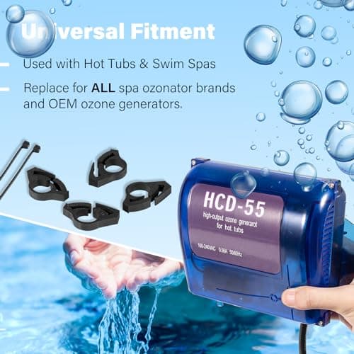 Upgrade HCD-55 Spa Ozonator Kit: Hi-Output Ozone Generator Replacement for Clarathon for Hot Tubs & Swim Spas - Universal: 120V / 240V