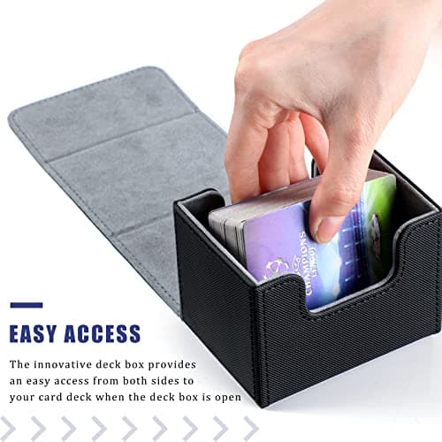 Yookeer 4 Pieces Leather Deck Card Boxes Cards Deck Game Box for Collectible Playing Card Box Compatible with MTG Commander(Black, Purple, Yellow, White,Horizontal)