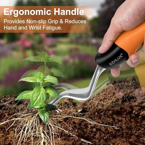 SZHLUX Hand Weeder Tool, Premium Weed Puller Tool for Garden, Gardening Hand Tool with Ergonomic Handle (Orange)