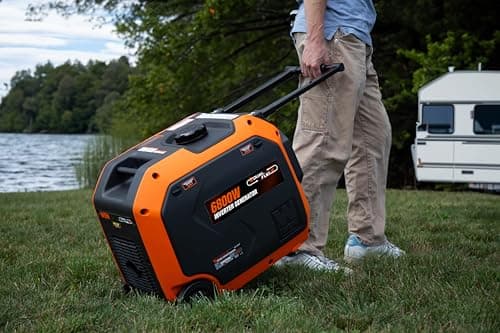 WEN Quiet 6800-Watt Dual Fuel RV-Ready Electric Start Portable Inverter Generator with Fuel Shut Off and CO Watchdog for Electric Vehicle Backup (DF680iX)