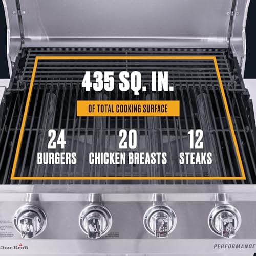 Charbroil Performance Series Convective 4-Burner with Side Burner Cabinet Propane Gas Grill, Stainless Steel - 463354021