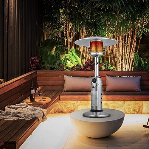 Magshion Portable Tabletop Patio Heater, 11,000 Btu Outdoor Heaters Stainless Steel Outside Gas Heater with Safety Tilt Switch and Burner Screen Guard for Commercial and Residential (Silver)