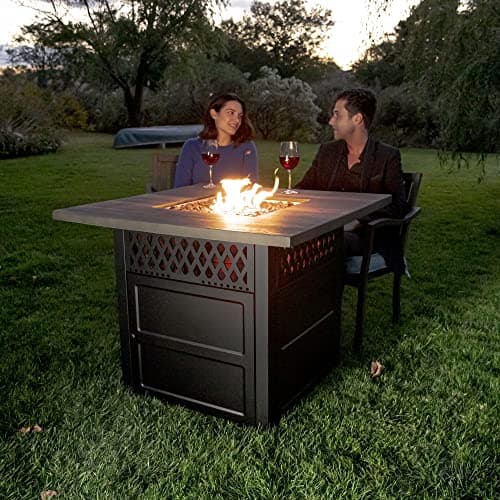 DualHeat by Endless Summer, The Harris, 38" Square Propane Gas Outdoor Fire Pit/Patio Heater