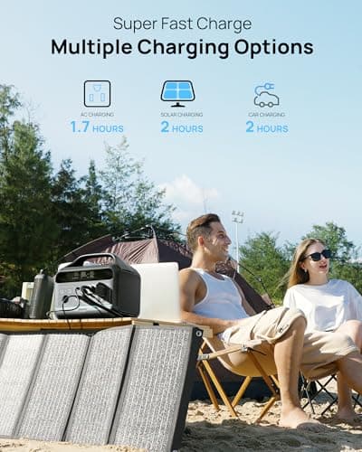 300W (Surge 600W) Solar Generator Portable Power Station LiFePO4 Battery, 204.8Wh(64000mAh) Portable Charger with Foldable 30W Solar Panel, AC&DC Outlets, for Camping Home Use RV Outdoor Adventure
