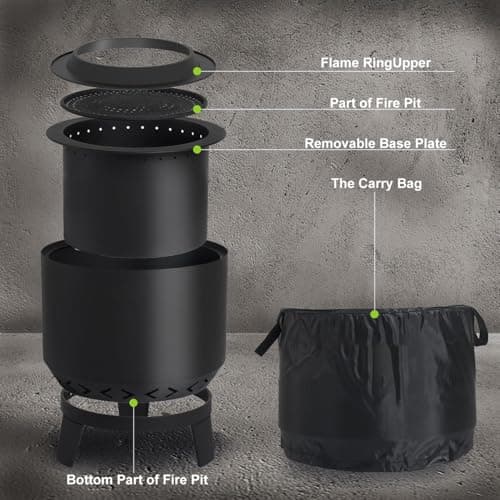 Aoxun Smokeless Fire Pits, 19 in Burning Portable Firepit with Removable Ash Pan& Waterproof Cover for Outside Wood Burning, for Patio, Camping, Backyard, BBQ