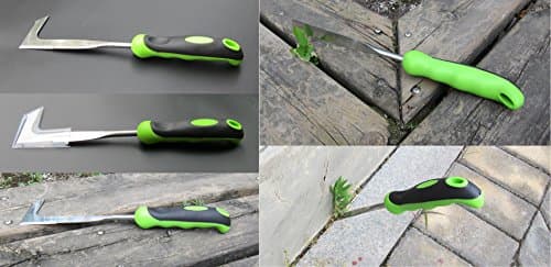 Stainless Steel Patio Weeder 13-Inch - Premium Garden Hand Weeder - Stainless Steel Blade Mirror Polishing - with Soft Dual-Color Ergonomic Handle
