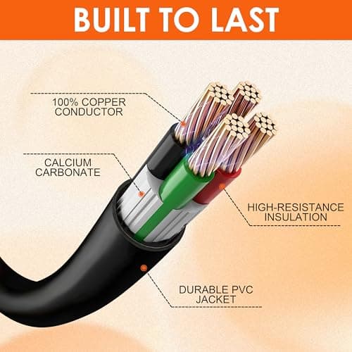 50 Amp RV Extension Cord 10 ft, Heavy Duty 6/3+8/1 SJTW AWG RV Power Cord with Grip Handle Twist Lock, NEMA 14-50P to SS2-50R with Polarity Lamp