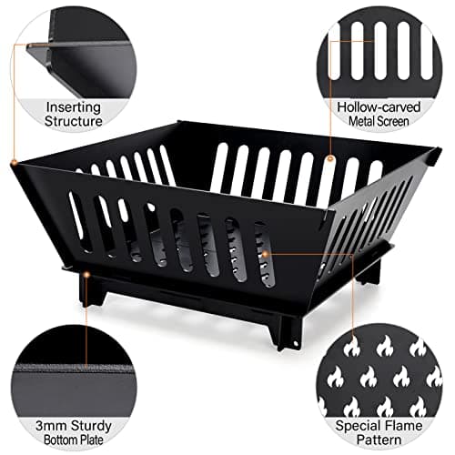 Fire Pits for Outside 17 Inch Collapsible Portable Plug Fire Pit for Camping Travel Picnic Bonfire Backyard Patio Garden Bon Fire Foldable Firepits for Outdoor Wood Burning with Storage Bag