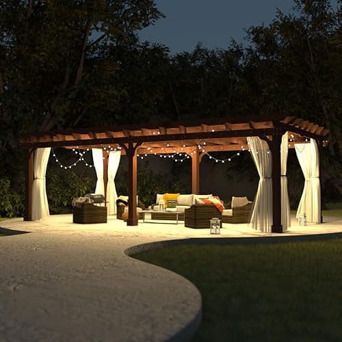 VEIKOU 12x20 FT Cedar Wood Pergola Kit with Snow Wind Support, Slatted for Patio, Backyard, Garden