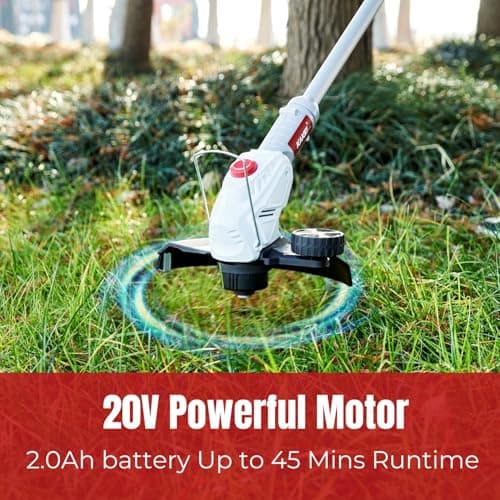 20V Cordless Grass Trimmer with 260mm Cutting Width & 8000RPM | 45Min Runtime, 3-5H Charge, 10 Extra Blades, 4D Rotating Head & Flower Protector for Lawn Edging