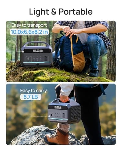 Portable Power Station 600W with Solar Panel 80W, 288Wh LiFePO4 Battery Backup w/2 AC Outlets, 1.7H Fast Charging Solar Generator for Camping, RV Travel, Home Emergencies