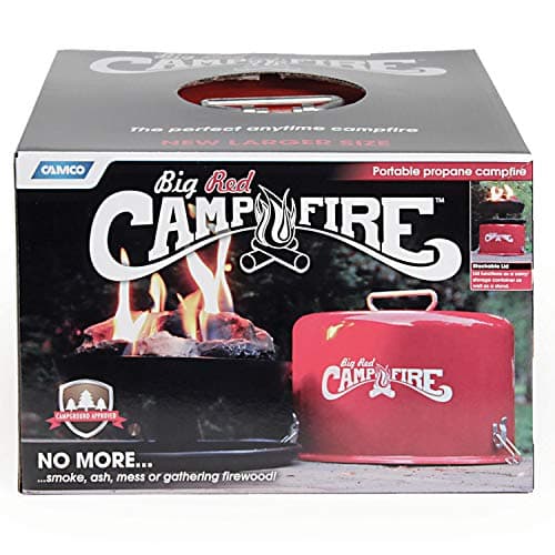 Camco 13.25 Inch Big Red Campfire Compact Outdoor Portable Tabletop Propane Heater Fire Pit Bowl for Camping, Tailgating, and Patios, Red