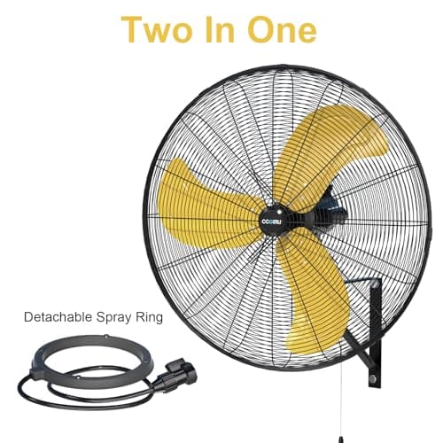 9600 CFM 30" Outdoor Wall Mount Misting Fans, High Velocity 3-Speed Waterproof Professional Oscillating Wall Fan, Heavy Duty Industrial Fan for Commercial, Garage, Warehouse, UL Listed