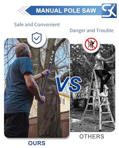 26FT Reach Pole Saws for Tree Trimming, Manual Pruning Pole Saw with 5-20FT Telescoping Extension Pole, Tree Pruner Tree Trimmer with 19" 3X Detachable Saw for Yard Garden Trees Palms Shrubs